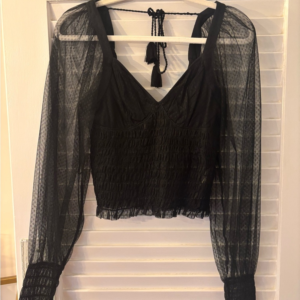 Elegant Black Sheer Women's Top